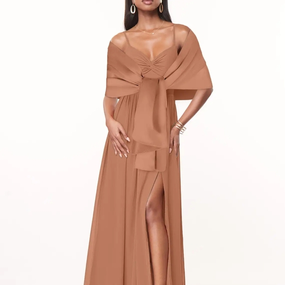 Azazie Brown Wrap Dress - Picture 4 of 4